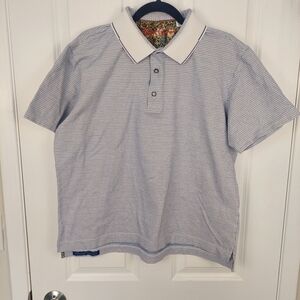 Robert Graham Polo Shirt White / Lavender Men's XL Classic Fit